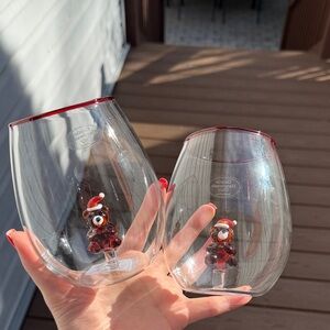 Holiday Bear Stemless Wine Glasses